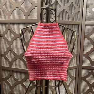 Striped Pink and White Halter Top